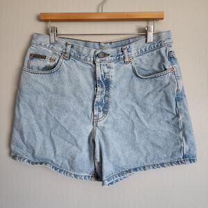 Calvin Klein Vintage High Waisted Light Wash Jean Button Fly Shorts Size 13